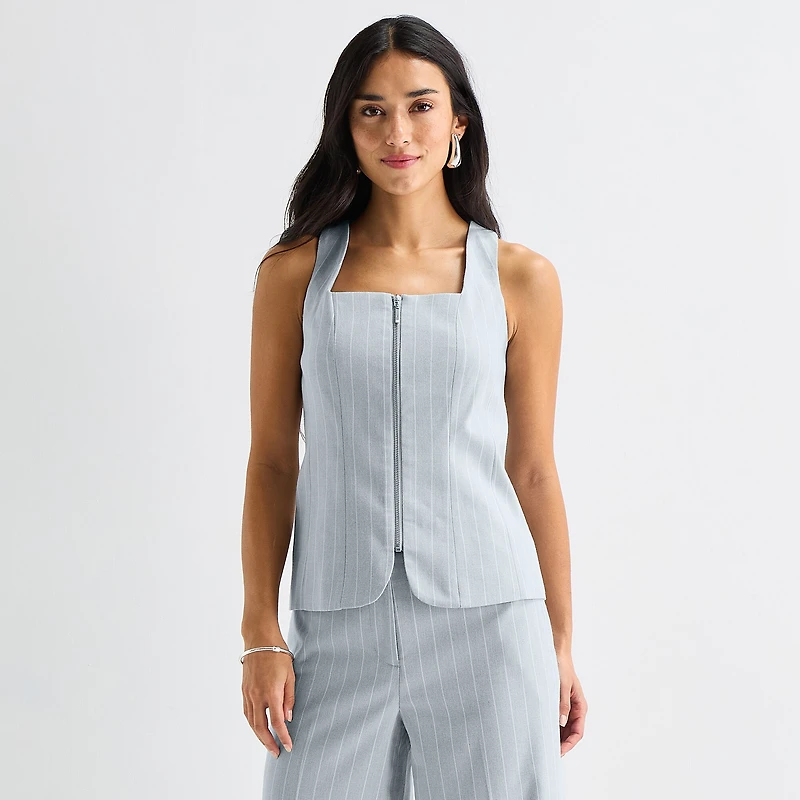 Worthington Womens Striped Regular Fit Suit Vest