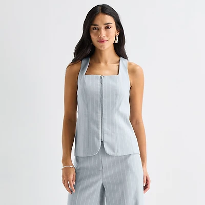 Worthington Womens Striped Regular Fit Suit Vest