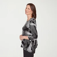 Alfred Dunner Classics Womens Crew Neck 3/4 Sleeve T-Shirt