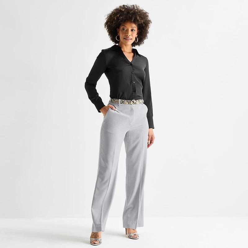 Worthington Womens Long Sleeve Slim Fit Blouse