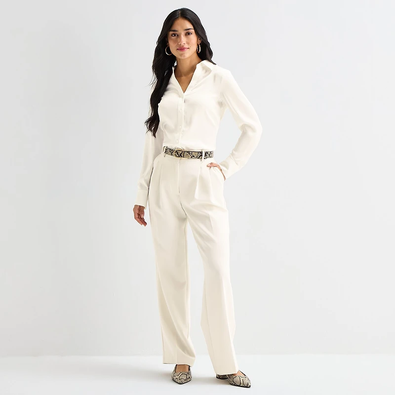 Worthington Womens Long Sleeve Slim Fit Blouse
