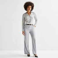 Worthington Womens Cuffed Long Sleeve Slim Fit Button-Down Shirt
