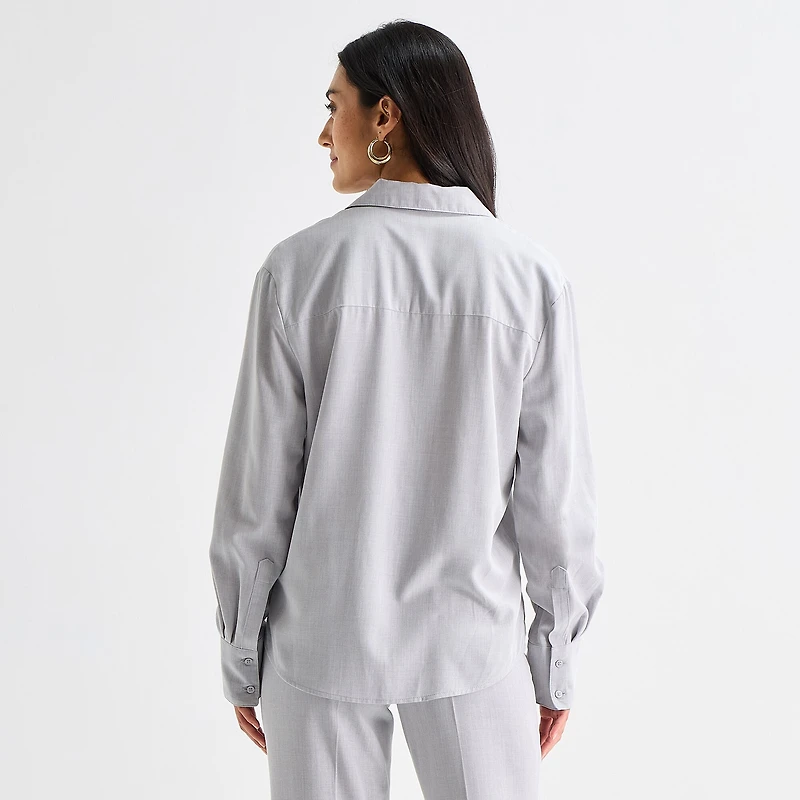 Worthington Womens Long Sleeve Blouse