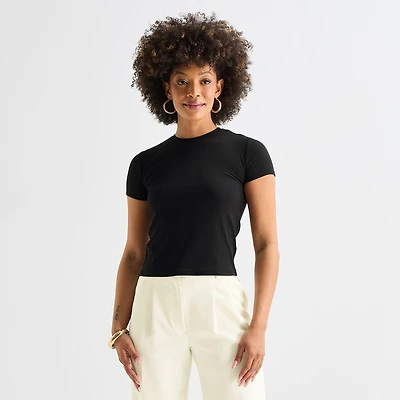 Worthington Womens Crew Neck Short Sleeve T-Shirt