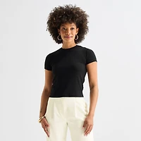Worthington Womens Crew Neck Short Sleeve T-Shirt