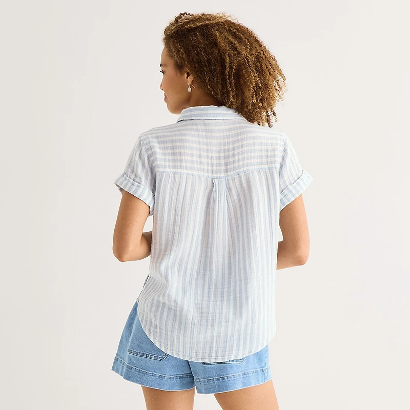 a.n.a Womens Short Sleeve Blouse