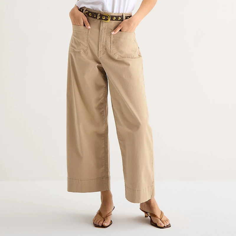 a.n.a Patch Pocket Womens Wide Leg Highest Rise Cropped Pant