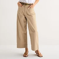 a.n.a Patch Pocket Womens Wide Leg Highest Rise Cropped Pant