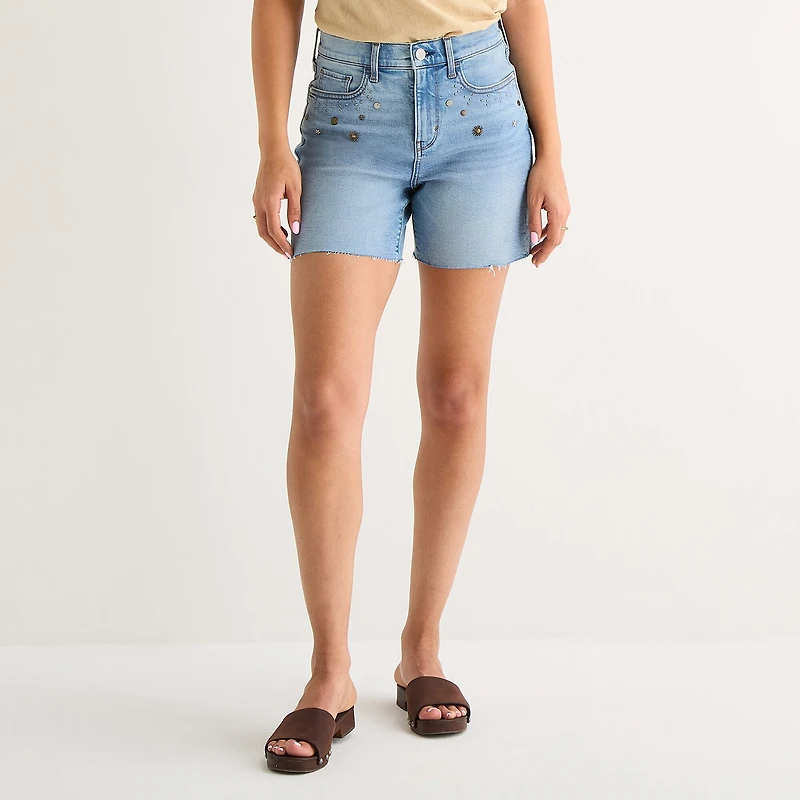a.n.a Embellished Womens High Rise 5" Denim Short