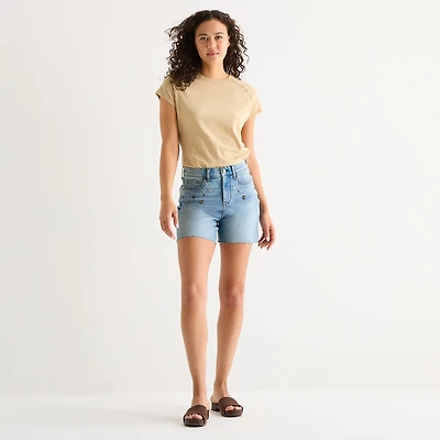 a.n.a Embellished Womens High Rise 5" Denim Short