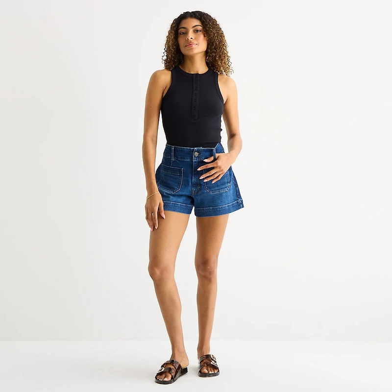 a.n.a Patch Pocket Womens Highest Rise 4" Denim Short