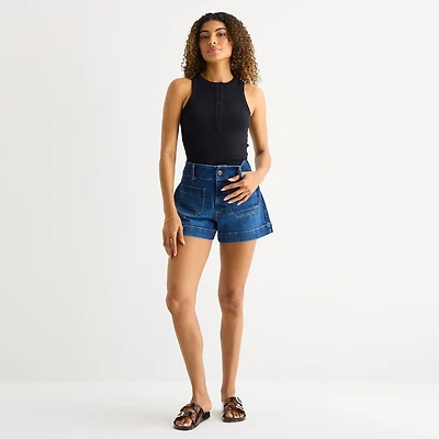 a.n.a Patch Pocket Womens Highest Rise 4" Denim Short
