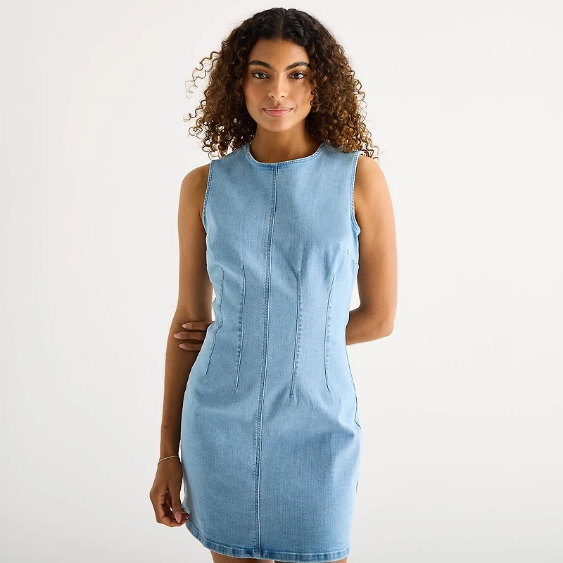 a.n.a Womens Crew Neck Sleeveless Sheath Dress