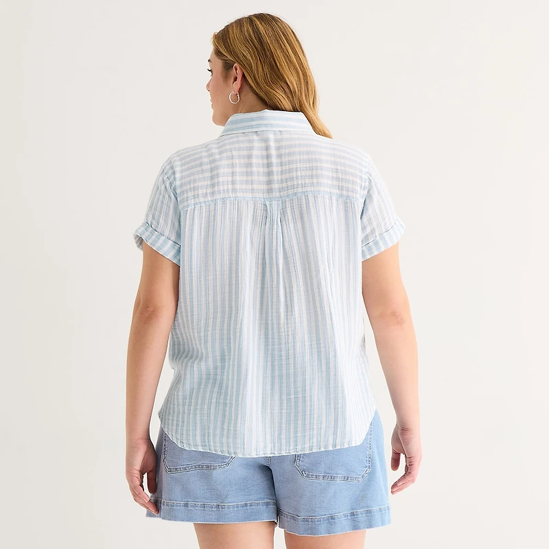 a.n.a Womens Plus Short Sleeve Blouse