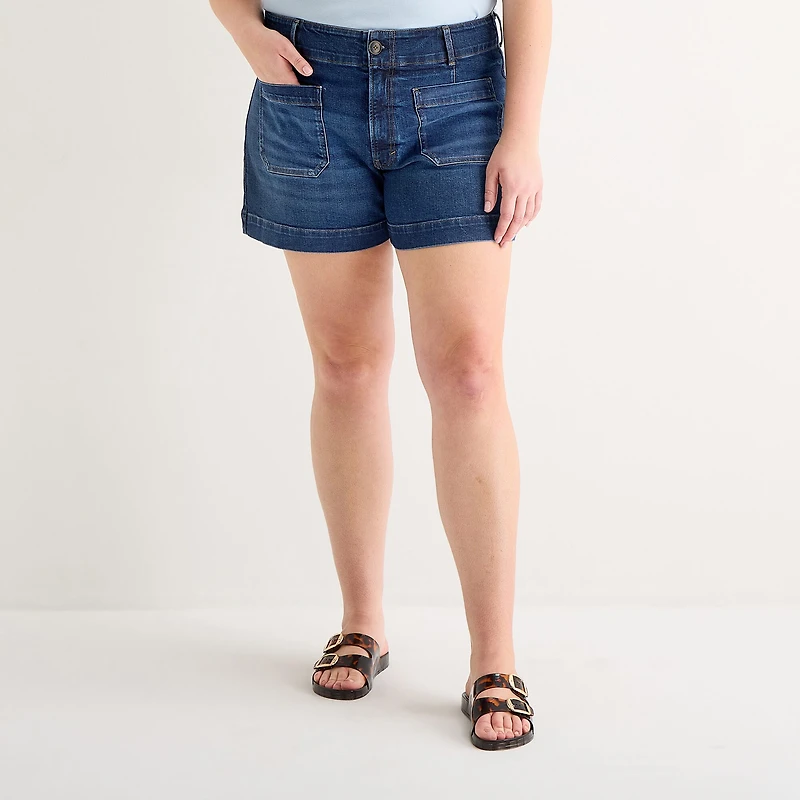 a.n.a Patch Pocket Womens Plus Highest Rise 5" Denim Short