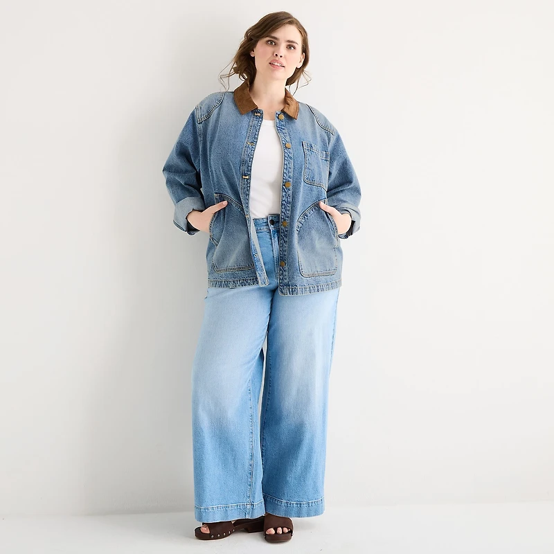 a.n.a Womens Plus Denim Lightweight Jacket