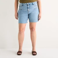 a.n.a Embellished Womens Plus High Rise 5" Denim Short