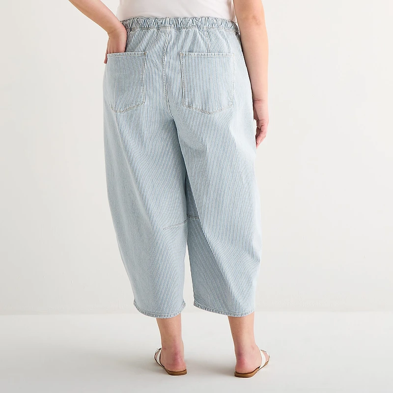 a.n.a Womens Plus High Rise Barrel Jean