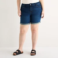 a.n.a Womens Plus High Rise 5" Denim Short