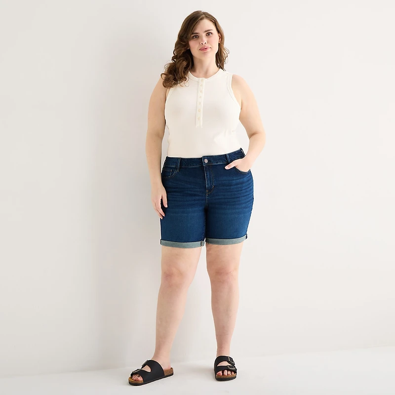 a.n.a Womens Plus High Rise 5" Denim Short