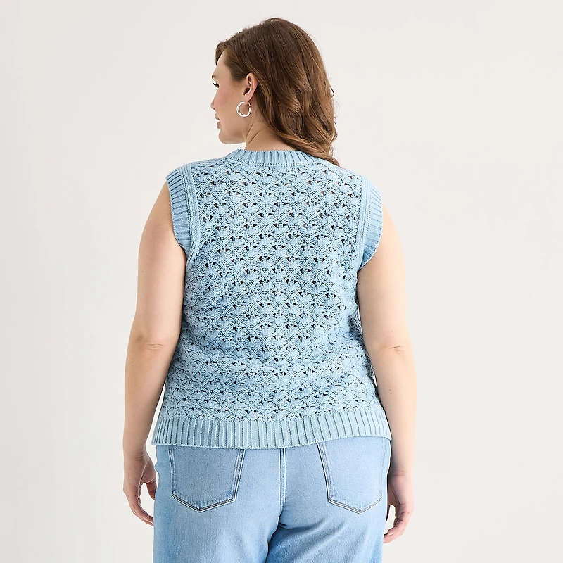 a.n.a Womens Plus Crew Neck Sweater Vest