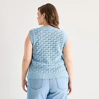 a.n.a Womens Plus Crew Neck Sweater Vest