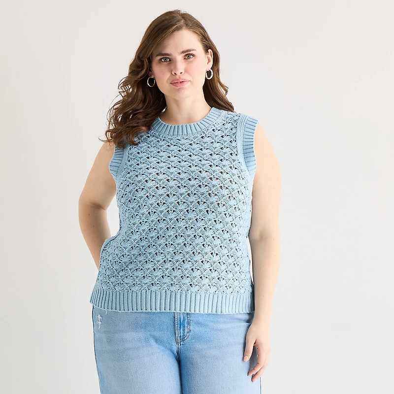 a.n.a Womens Plus Crew Neck Sweater Vest