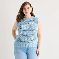 a.n.a Womens Plus Crew Neck Sweater Vest