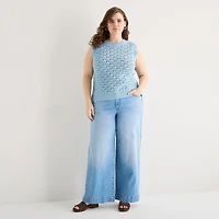 a.n.a Womens Plus Crew Neck Sweater Vest