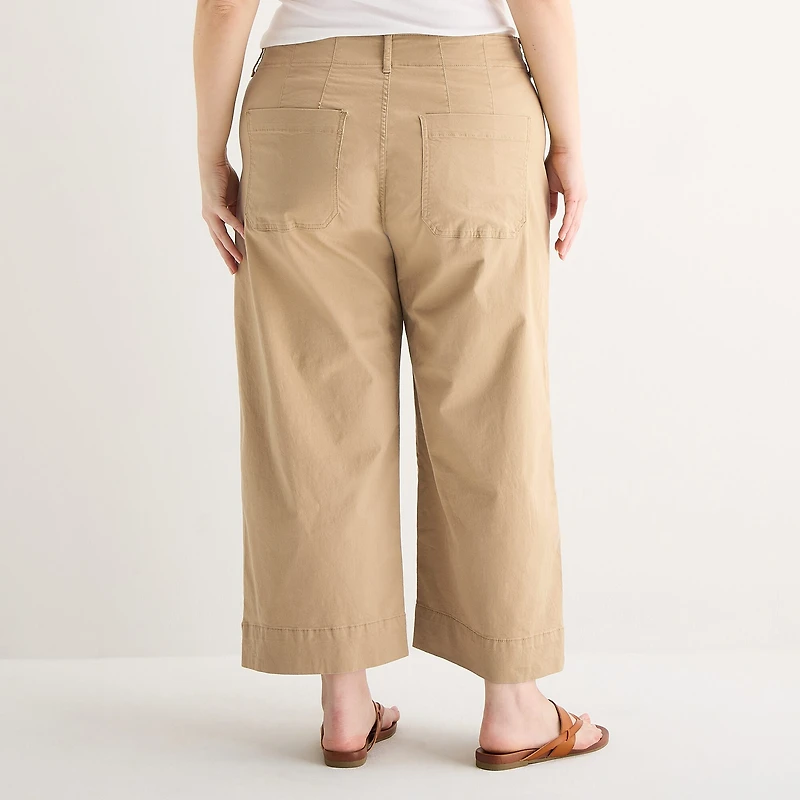 a.n.a Patch Pocket Womens Plus Wide Leg Highest Rise Cropped Pant