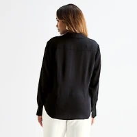 Worthington Plus Womens Long Sleeve Slim Fit Blouse