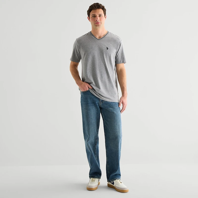 U.S. Polo Assn. Tipped Mens V Neck Short Sleeve Stretch Fabric T-Shirt