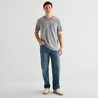 U.S. Polo Assn. Tipped Mens V Neck Short Sleeve Stretch Fabric T-Shirt