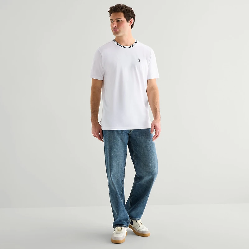 U.S. Polo Assn. Tipped Mens Crew Neck Short Sleeve Stretch Fabric T-Shirt