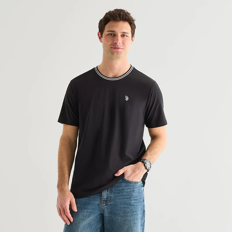 U.S. Polo Assn. Tipped Mens Crew Neck Short Sleeve Stretch Fabric T-Shirt