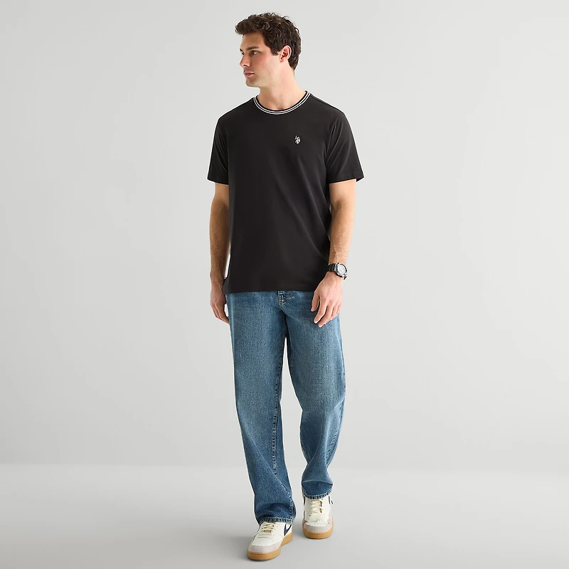 U.S. Polo Assn. Tipped Mens Crew Neck Short Sleeve Stretch Fabric T-Shirt