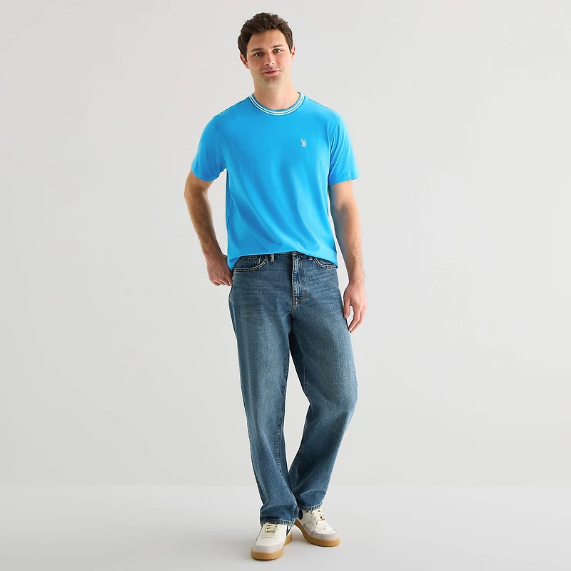 U.S. Polo Assn. Tipped Mens Crew Neck Short Sleeve Stretch Fabric T-Shirt