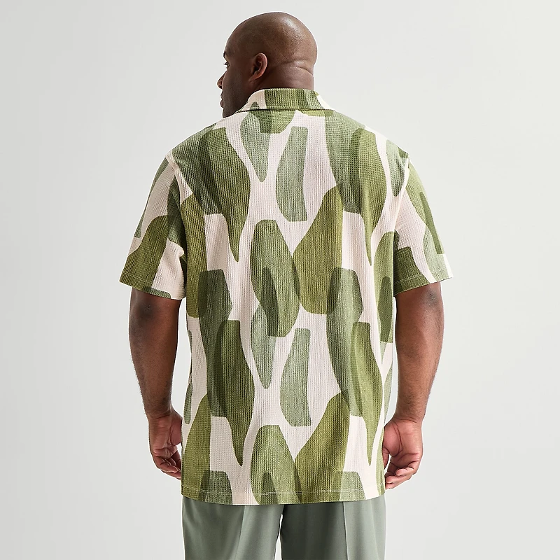 J. Ferrar Mens Short Sleeve Big and Tall Camp Shirt