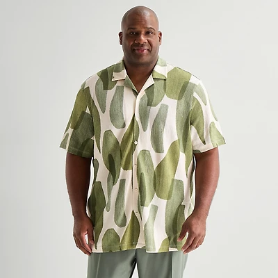 J. Ferrar Mens Short Sleeve Big and Tall Camp Shirt