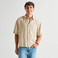 Arizona Mens Short Sleeve Regular Fit Button-Down Shirt
