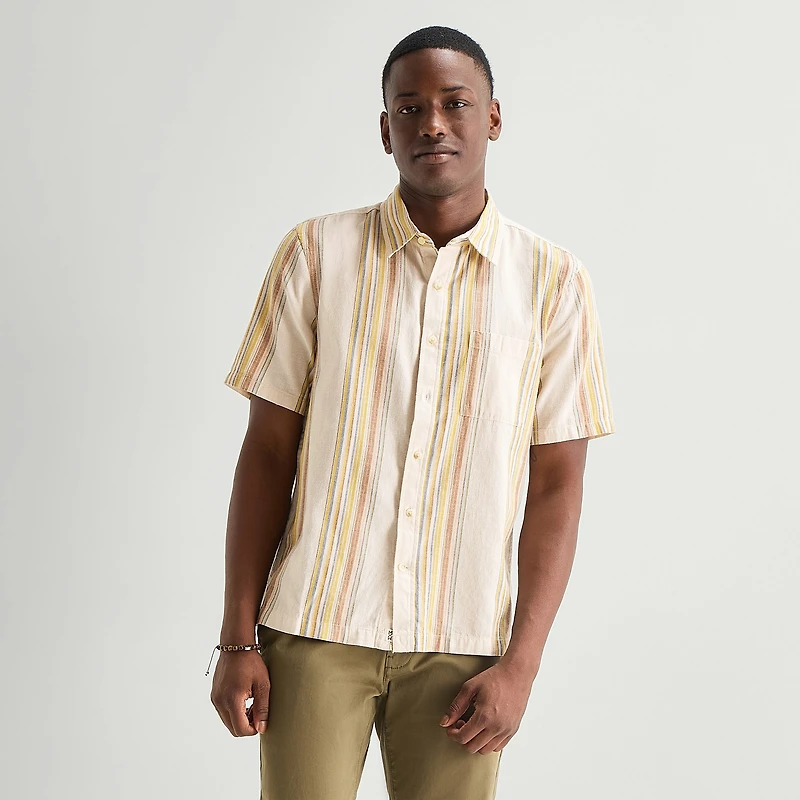 mutual weave Mens Short Sleeve Classic Fit Button-Down Shirt