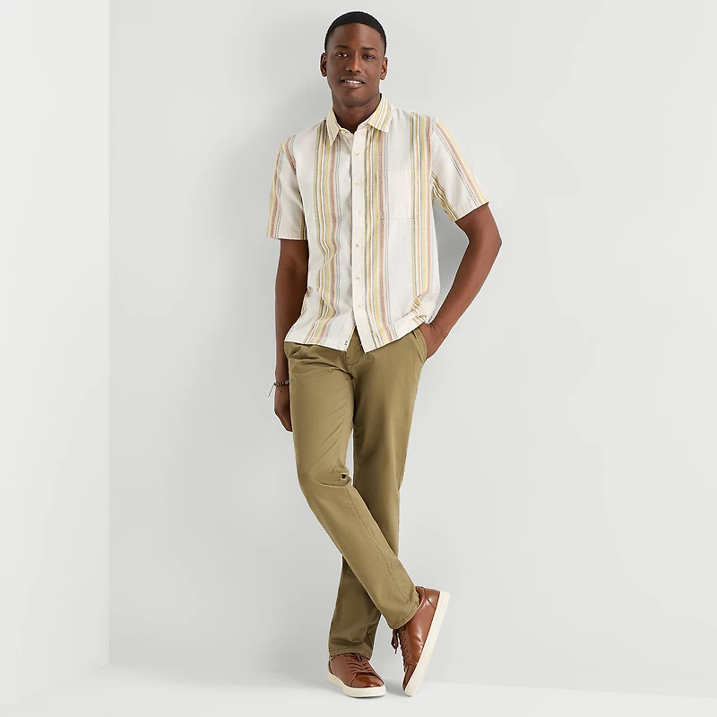 mutual weave Mens Short Sleeve Classic Fit Button-Down Shirt