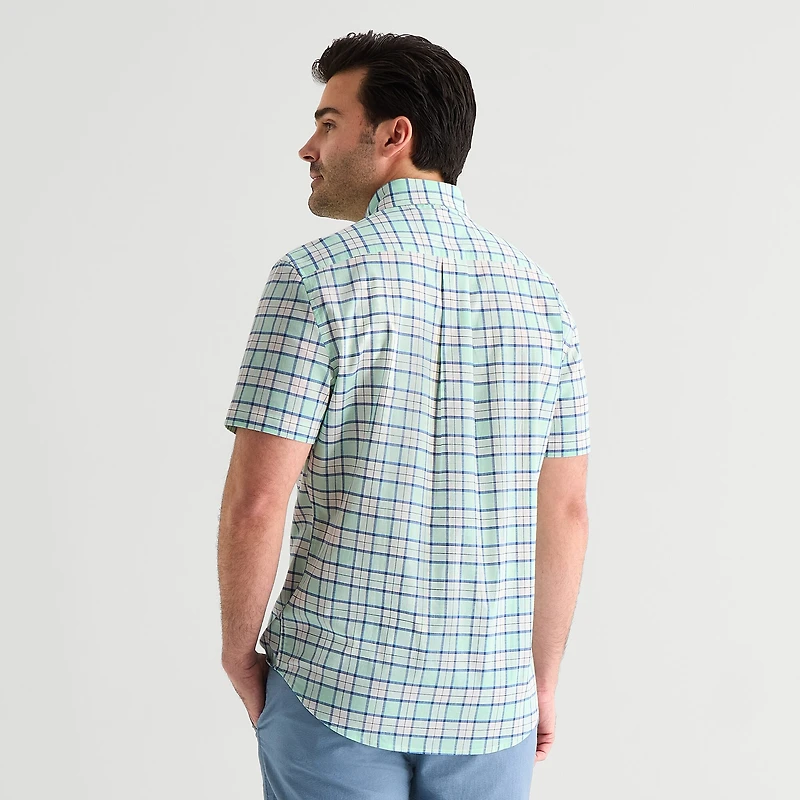 U.S. Polo Assn. Plaid Mens Short Sleeve Classic Fit Stretch Fabric Button-Down Shirt