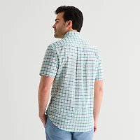 U.S. Polo Assn. Plaid Mens Short Sleeve Classic Fit Stretch Fabric Button-Down Shirt
