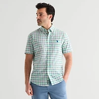 U.S. Polo Assn. Plaid Mens Short Sleeve Classic Fit Stretch Fabric Button-Down Shirt