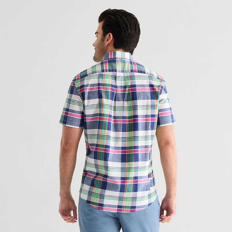 U.S. Polo Assn. Plaid Mens Short Sleeve Classic Fit Stretch Fabric Button-Down Shirt