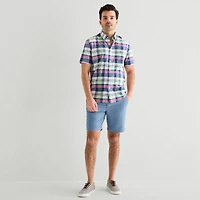 U.S. Polo Assn. Plaid Mens Short Sleeve Classic Fit Stretch Fabric Button-Down Shirt
