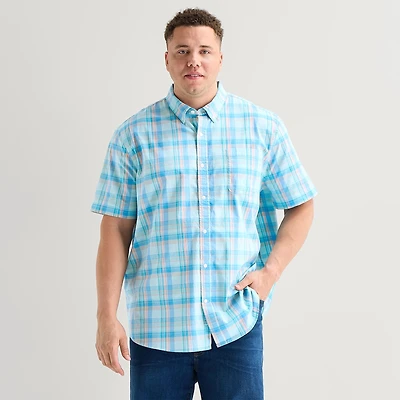 St. John's Bay Everyday Stretch Mens Short Sleeve Classic Fit Big and Tall Button-Down Shirt