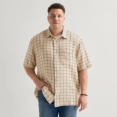 Arizona Mens Short Sleeve Classic Fit Big and Tall Button-Down Shirt