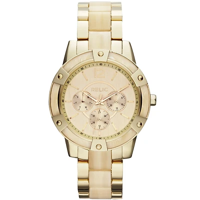 Relic® Payton Womens Champagne & Gold-Tone Multifunction Watch ZR15694